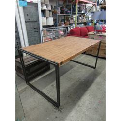 New LH Imports Wood Top Table with Metal Frame