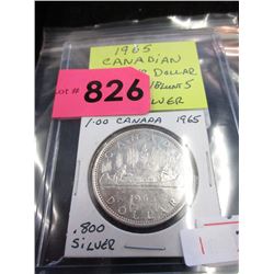 1965 Canadian Silver Dollar Coin - .800 Silver