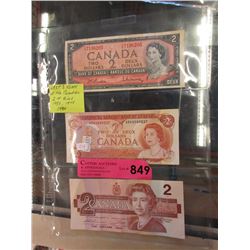 Last 3 Issues of the Canadian $2 Bill