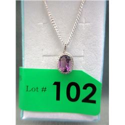 Sterling Silver Amethyst & Diamond Necklace