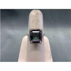 Huge 5.5 CT Mystic Topaz & Diamond Ring