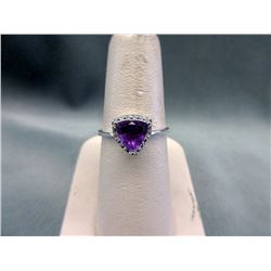 Amethyst & Diamond Trillion Cut Ring