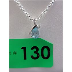 Sterling Silver Blue Topaz Pear Cut Necklace