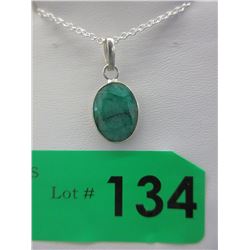 Custom Made Sterling Silver Emerald Necklace