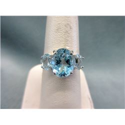 Sterling Silver Blue Topaz Journey Ring