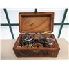 Image 2 : Large Wood Jewelry Box & Contents
