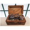 Image 2 : Large Wood Jewelry Box & Contents