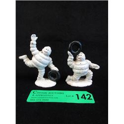 Two 3" Cast Iron Michelin Man Figurines