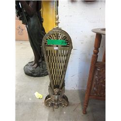 Vintage Brass Peacock Fire Screen