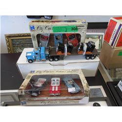 Die-Cast Scale Model Tractor/Trailer & 2 Car Sets