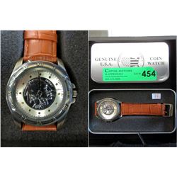 Mans New in Box August Steiner Coin Watch