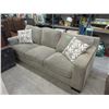 Image 1 : 95" Grey Fabric Upholstered Sofa with Cushions