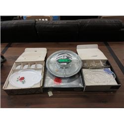 4 Glass Serving Sets - Some Vintage