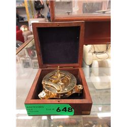 Brass Nautical Compass in Wood Case