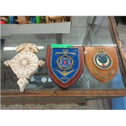 2 Wood Back & 1 Ceramic Crest