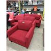 Image 1 : New 3-Piece Dark Red Fabric Upholstered Sofa Set