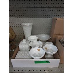 9 Pieces of Milk Glass - Some Vintage