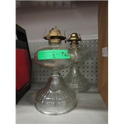 2 Vintage Glass Oil Lamps