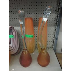 2 New Art Glass Pieces & 2 Vases