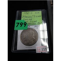 1921-S USA Morgan Silver Dollar Coin - .900 Silver