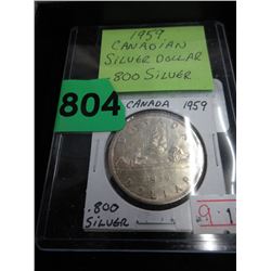 1959 Canadian Silver Dollar Coin - .800 Silver