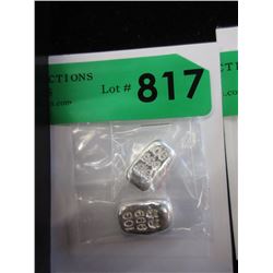 Two 10 Gram .999 Fine Silver Hand Poured Bars