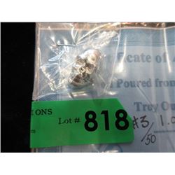 1.07 Ounce Hand Poured .999 Fine Silver Skull Bar