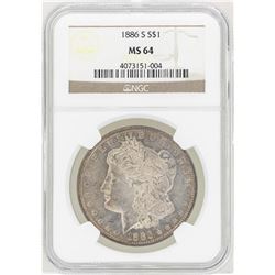 1886-S $1 Morgan Silver Dollar Coin NGC MS64