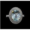 Image 2 : 14KT Two-Tone Gold 5.13 ctw Aquamarine and Diamond Ring