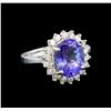Image 1 : 14KT White Gold 3.87 ctw Tanzanite and Diamond Ring