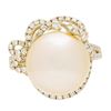 Image 1 : 0.59 ctw Diamond and Pearl Ring - 18KT Yellow Gold