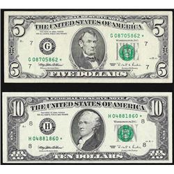Set of 1995 $5 & $10 Federal Reserve STAR Notes