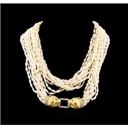 14KT Yellow Gold Pearl and Diamond Necklace