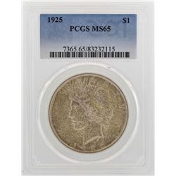 1925 $1 Peace Silver Dollar Coin PCGS MS65