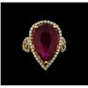 Image 2 : 14KT Yellow Gold 8.67 ctw Ruby and Diamond Ring