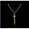 Image 1 : 25.30 ctw Multi Gemstone and Diamond Pendant With Chain - 18KT Yellow Gold