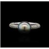 Image 2 : Pearl and Diamond Ring - 14KT White Gold