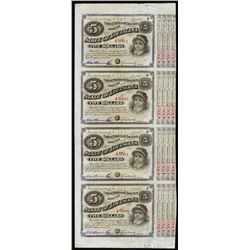 Uncut Sheet of (4) State of Louisiana Baby Bond Obsolete Notes