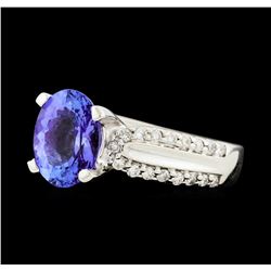 2.03 ctw Tanzanite and Diamond Ring - 14KT White Gold