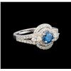 14KT White Gold 1.29 ctw Fancy Blue Diamond Ring