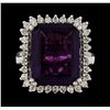 Image 2 : 10.10 ctw Amethyst and Diamond Ring - 14KT White Gold