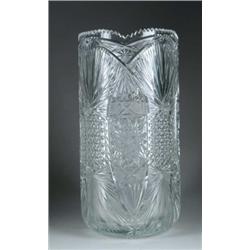 FINE LARGE CUT GLASS VASE.