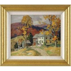 ARTHUR LINGQUIST (American, 1889-1975) “WHITE FARMHOUSE”.