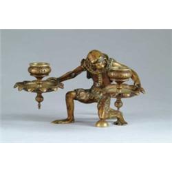 BRONZE DOUBLE CANDLESTICK BY TIFFANY & CO.