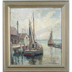 EMILE ALBERT GRUPPE (American, 1896-1978) “FIRST LIGHT, GLOUCESTER HARBOR”.