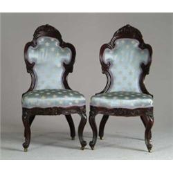 FINE PAIR OF ROSEWOOD LAMINATED SIDE CHAIRS ATTRIBUTED TO JOHN HENRY BELTER, N.Y. C. IN THE “HENRY C