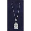 Image 1 : OUTSTANDING ART DECO PENDANT AND CARTIER MARKED NECKLACE IN PLATINUM, DIAMOND AND SAPPHIRES.