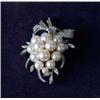 Image 1 : FINE WHITE GOLD OR PLATINUM DIAMOND AND PEARL BROOCH.