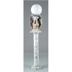 OUTSTANDING MARBLE/ONYX LAMP WITH EAGLE AND GLOBE.