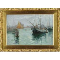 FRANCIS HOPKINGTON SMITH (American, 1838-1915) VENETIAN HARBOR.